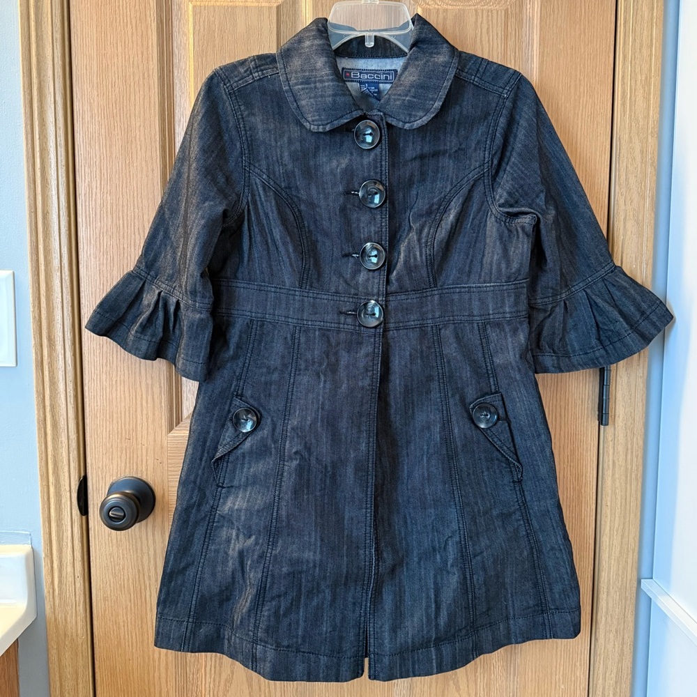 Baccini Dark Indigo Denim Button-Front Coat